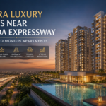 Luxury flats near Noida Expressway with premium amenities and skyline view.